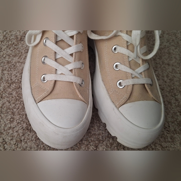 Sincerely Jules VESPA Women’s High Top Lug Sole Platform Sneakers Natural Slu145 - Picture 5 of 6